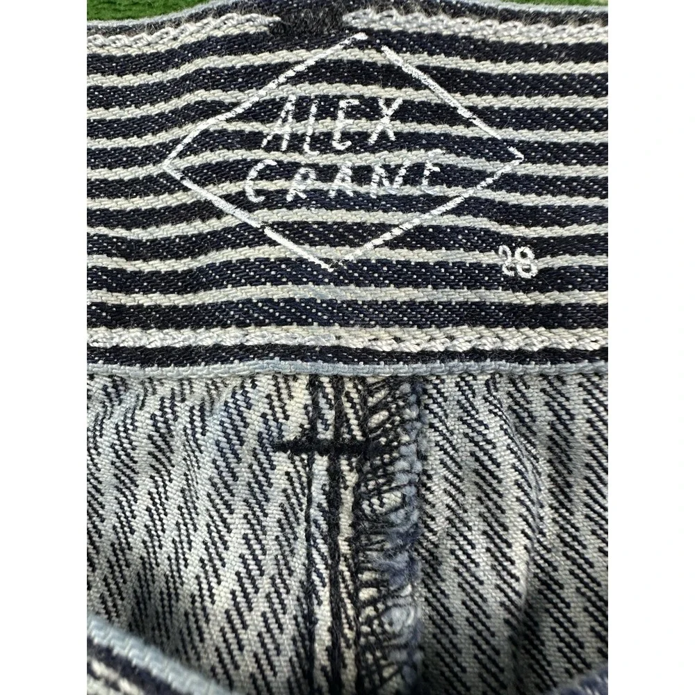 Alex Crane Blue Navy Striped Button Fly Utility Indigo Jean Size 28x30 NWT